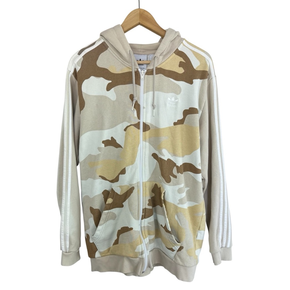 adidas Originals Men's Camo Full-Zip Hooded Sweatshirt Size L ED7072